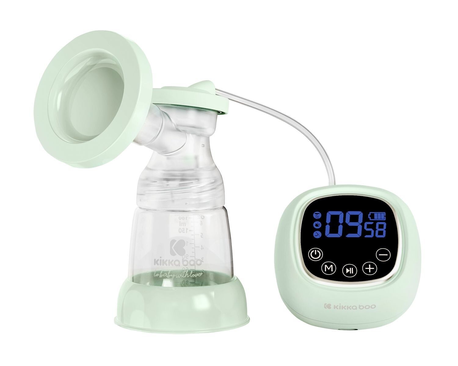Kikkaboo elektrische Milchpumpe Rhea Nippelset  Flaschenvolumen Touchscreen grün