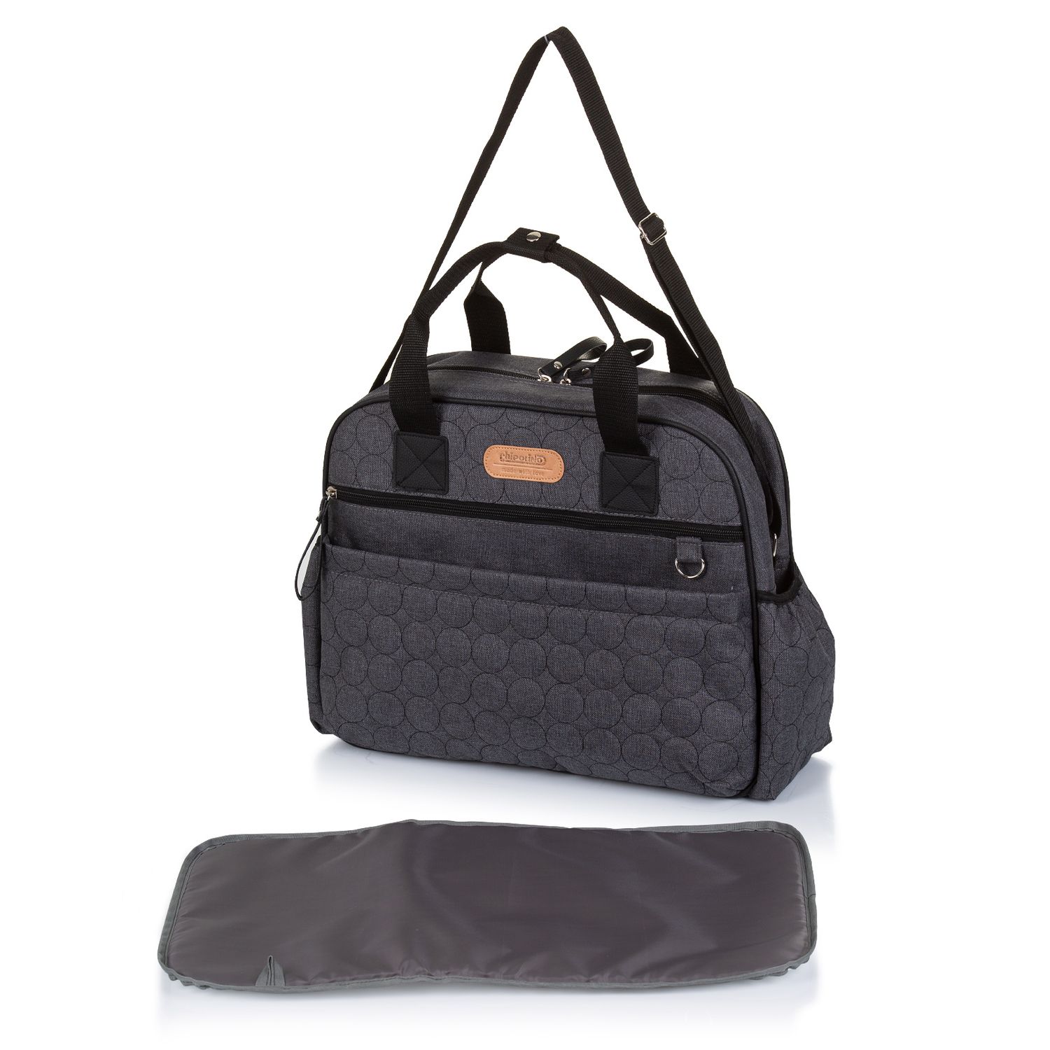 Chipolino Wickeltasche Handtasche universal, Wickelunterlage Rei&szlig;verschluss grau 