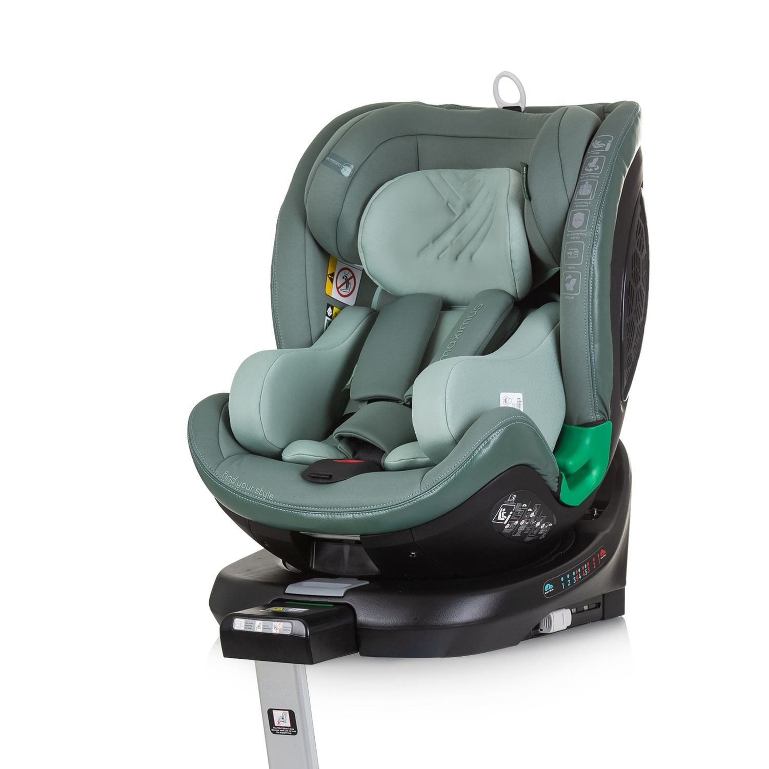 Chipolino i-Size Kindersitz Maximus (40 - 150 cm) Isofix St&uuml;tzbein 360&deg; drehbar gr&uuml;n 