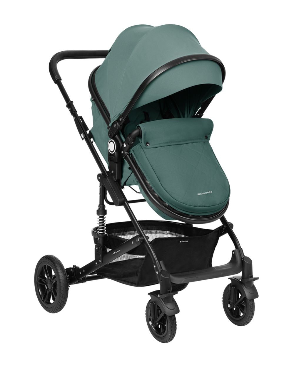 Kikkaboo Kombikinderwagen Amaia 3in1 i-Size Babyschale umbaubar Federung Tasche gr&uuml;n 