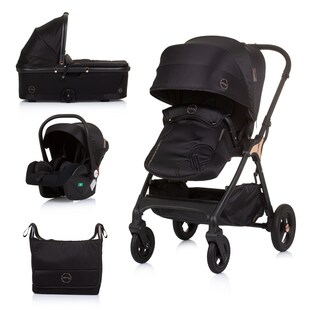 Chipolino Kombikinderwagen 3 in 1 Infinity i-Size Babyschale Babywanne Sportsitz schwarz 