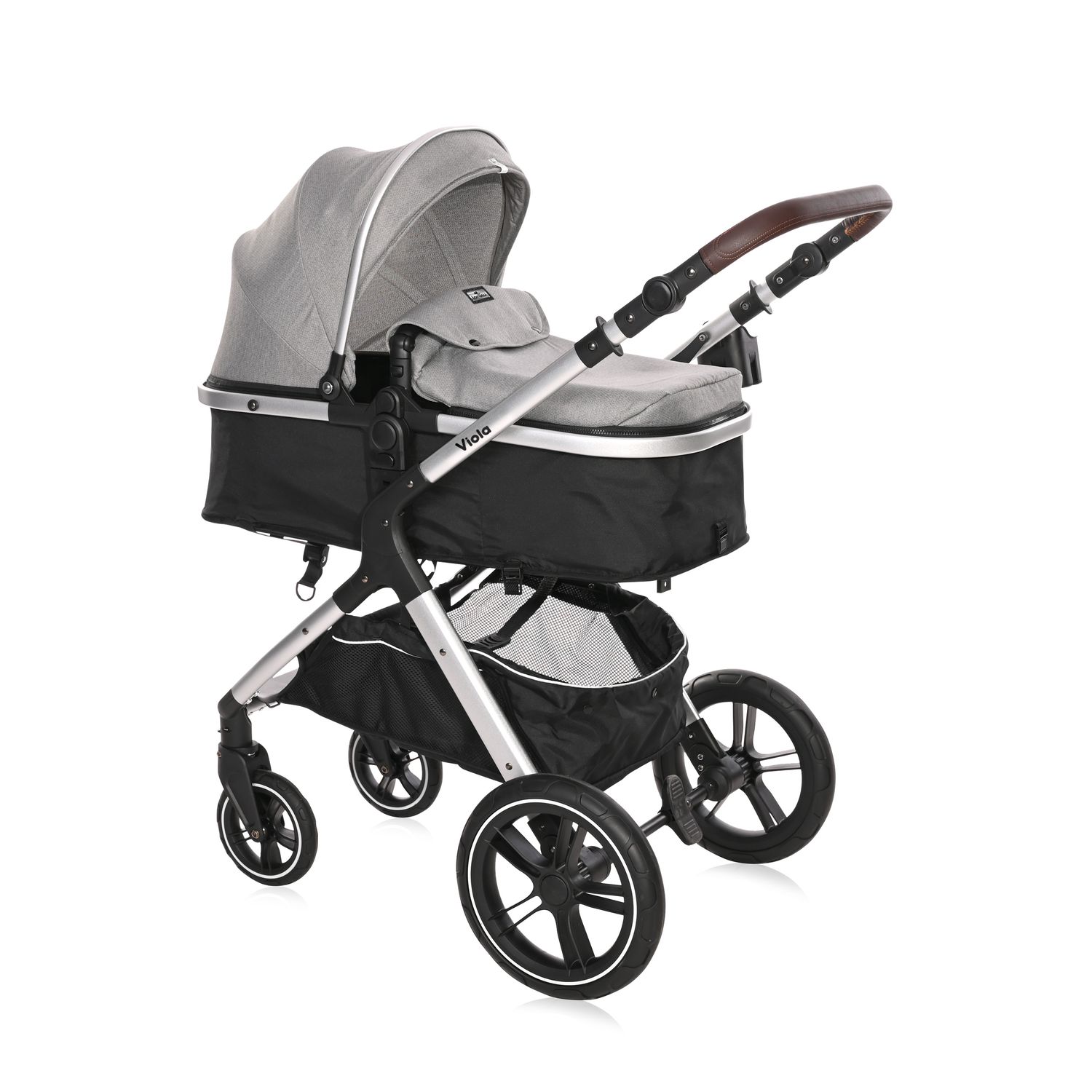 Lorelli Kinderwagen 2 in 1 Viola mit Adaptern, umbaubarer Sportsitz, bis 22 kg grau 