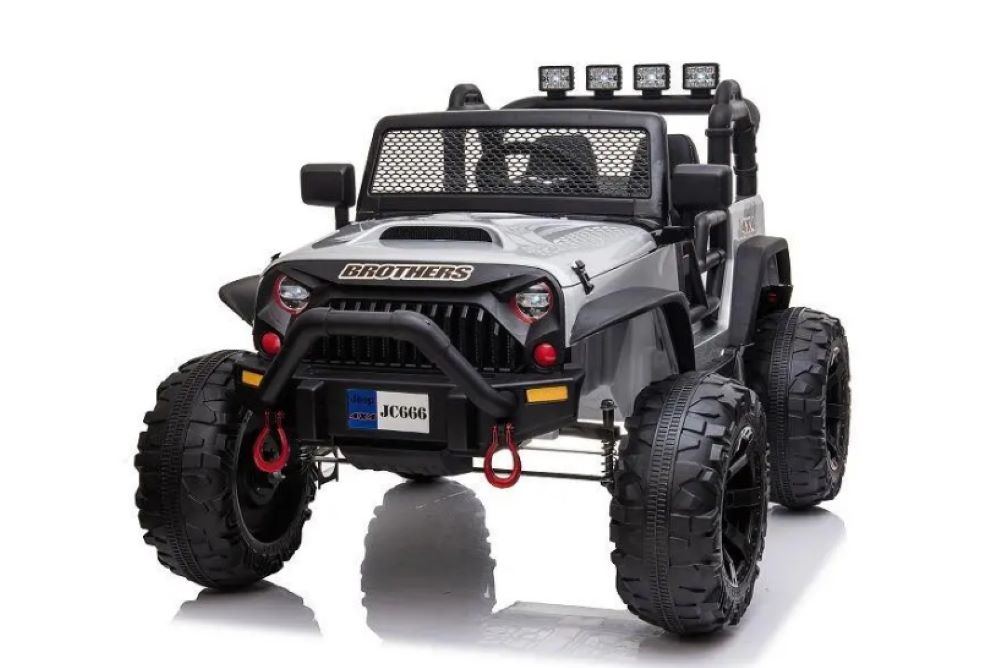 ES-Toys Kinder Elektroauto Buggy Offroad Fernbedienung Sto&szlig;d&auml;mpfer MP3-Anschluss silber 