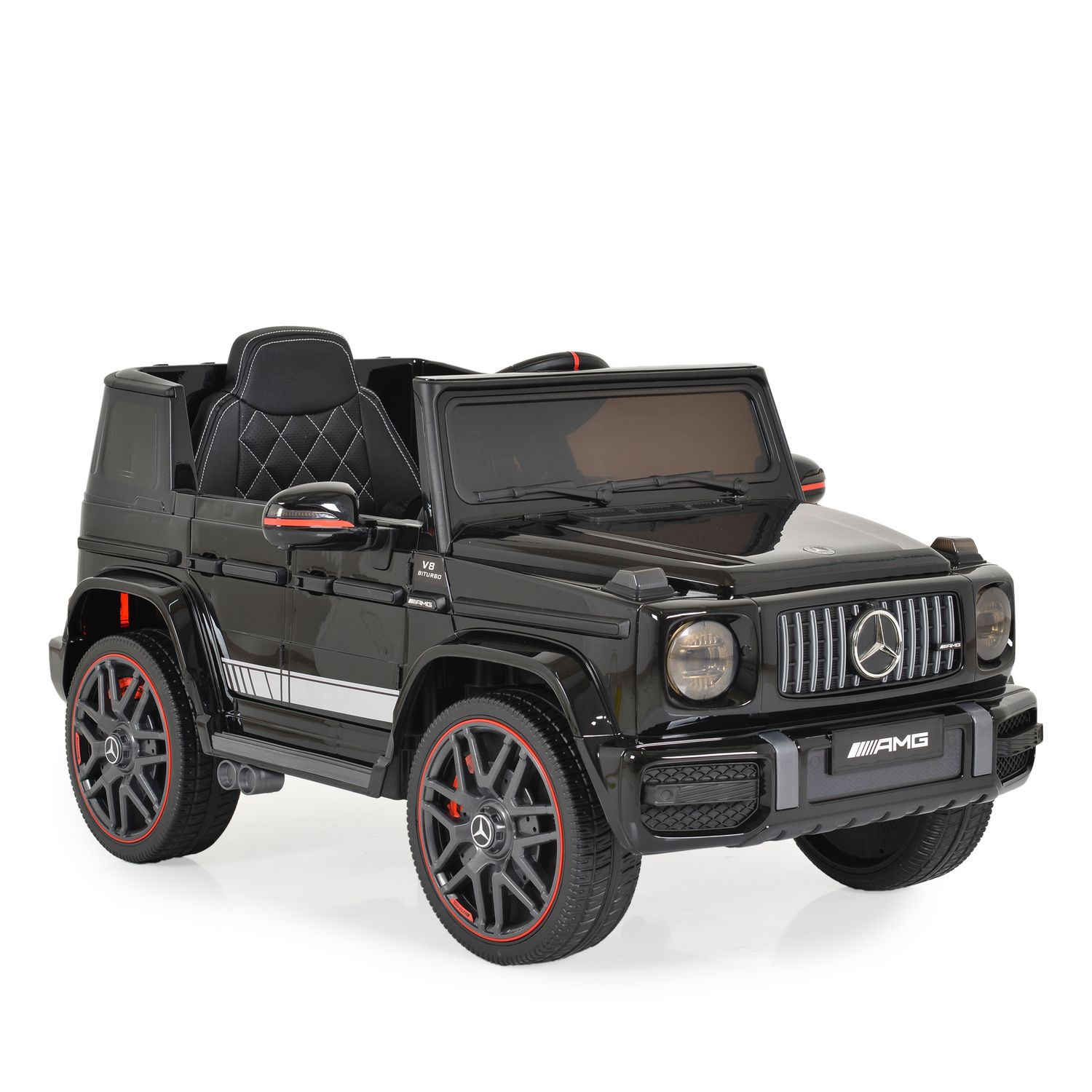 Moni Kinder Elektroauto Mercedes-Benz G63 AMG 002 Fernbedienung Hupe Gurt MP3 schwarz 