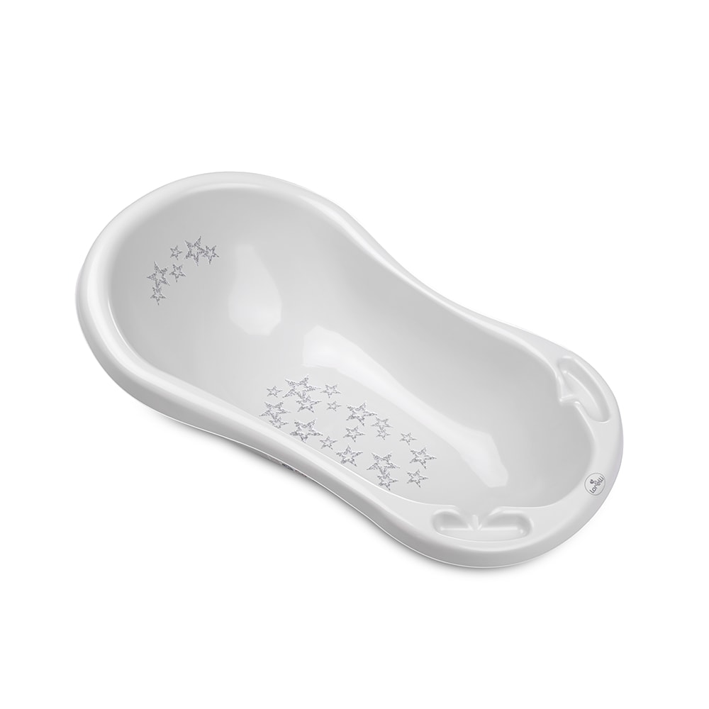 Lorelli Babybadewanne, 84 cm lang, Ablagef&auml;cher, ergonomische Form, ab Geburt grau Sterne 