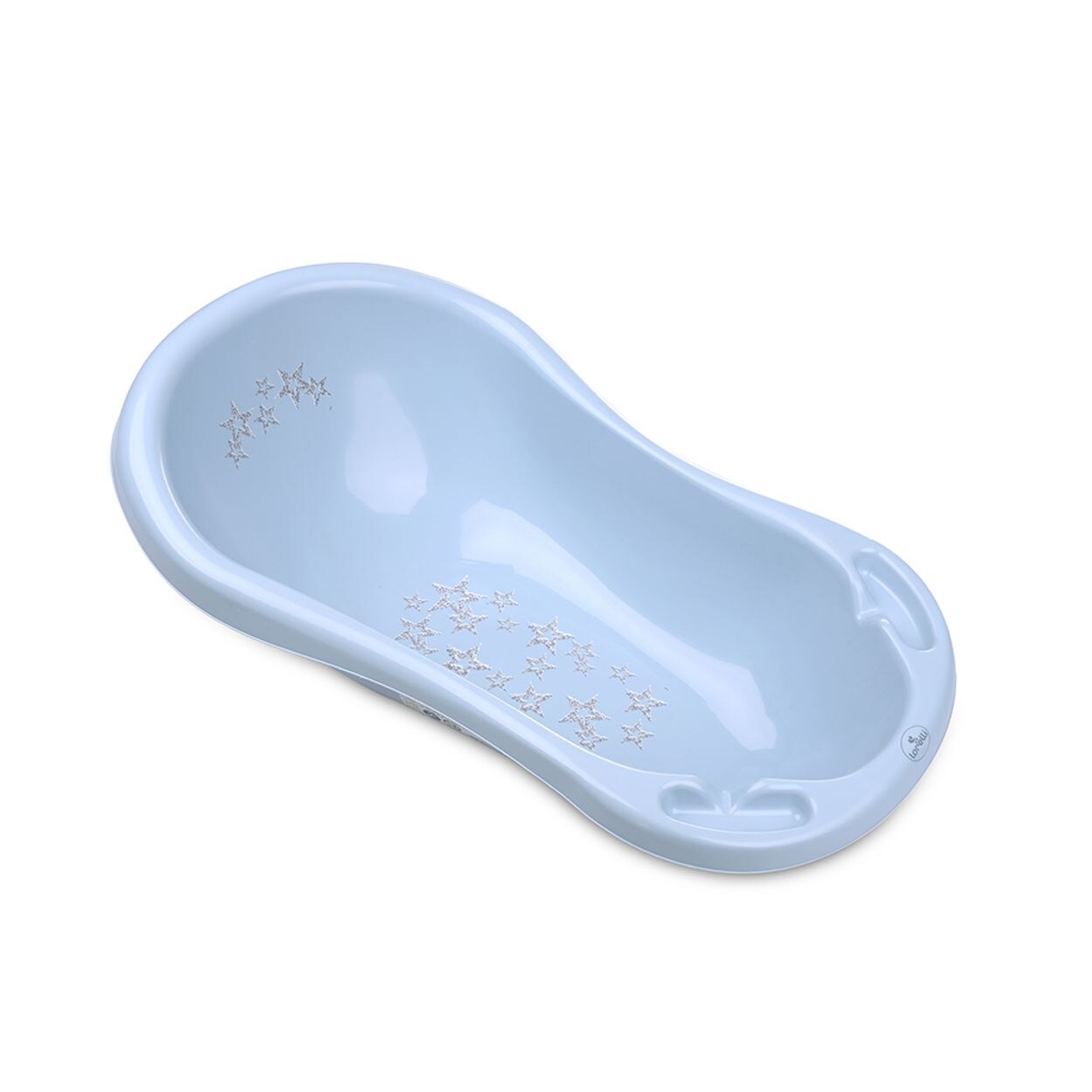 Babybadewanne, 84 cm lang, Ablagefächer, ergonomische Form, ab Geburt blau Sterne