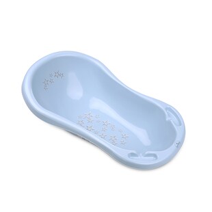 Lorelli Babybadewanne, 84 cm lang, Ablagefächer, ergonomische Form, ab Geburt blau Sterne 