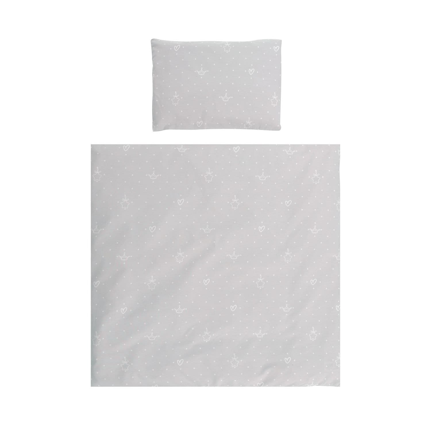 Lorelli Babybettw&auml;sche-Set Eva 5-tlg Decke 75 x 75 cm, Kissen 29 x 42 cm, Bez&uuml;ge hellgrau 