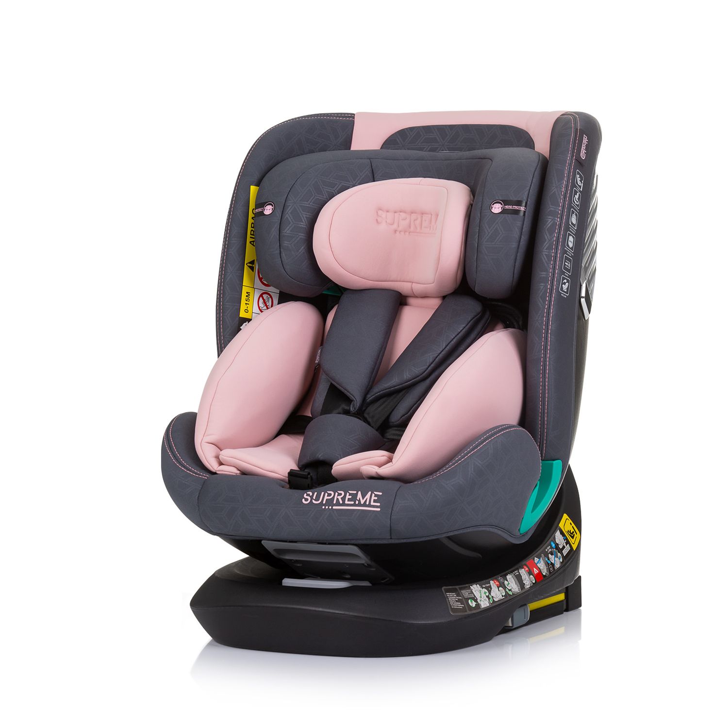 Chipolino i-Size Kindersitz Supreme (40-150 cm) verstellbar 360&deg; drehbar Isofix rosa 
