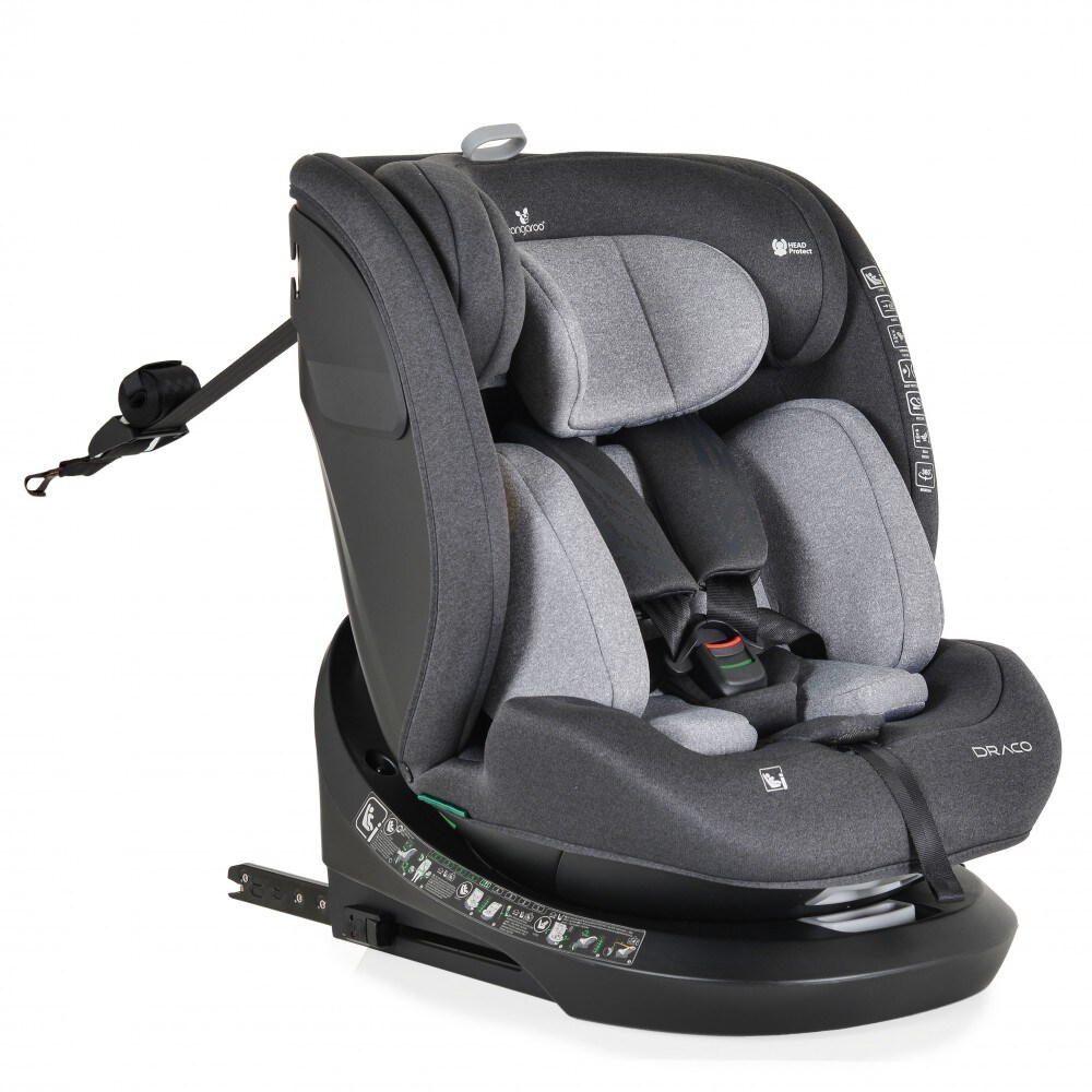 Cangaroo Kindersitz Draco i-Size (40-150cm) Isofix, 360&deg; drehbar, Top Tether grau 