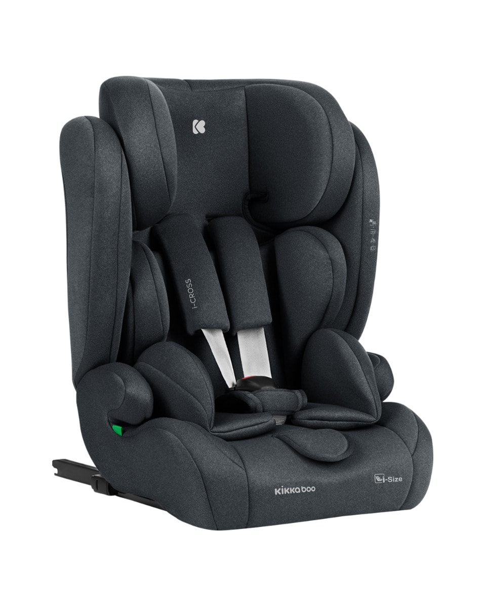 Kikkaboo Kindersitz i-Cross i-Size (76-150cm) Isofix Top Tether Kopfst&uuml;tze Gurt dunkelgrau 