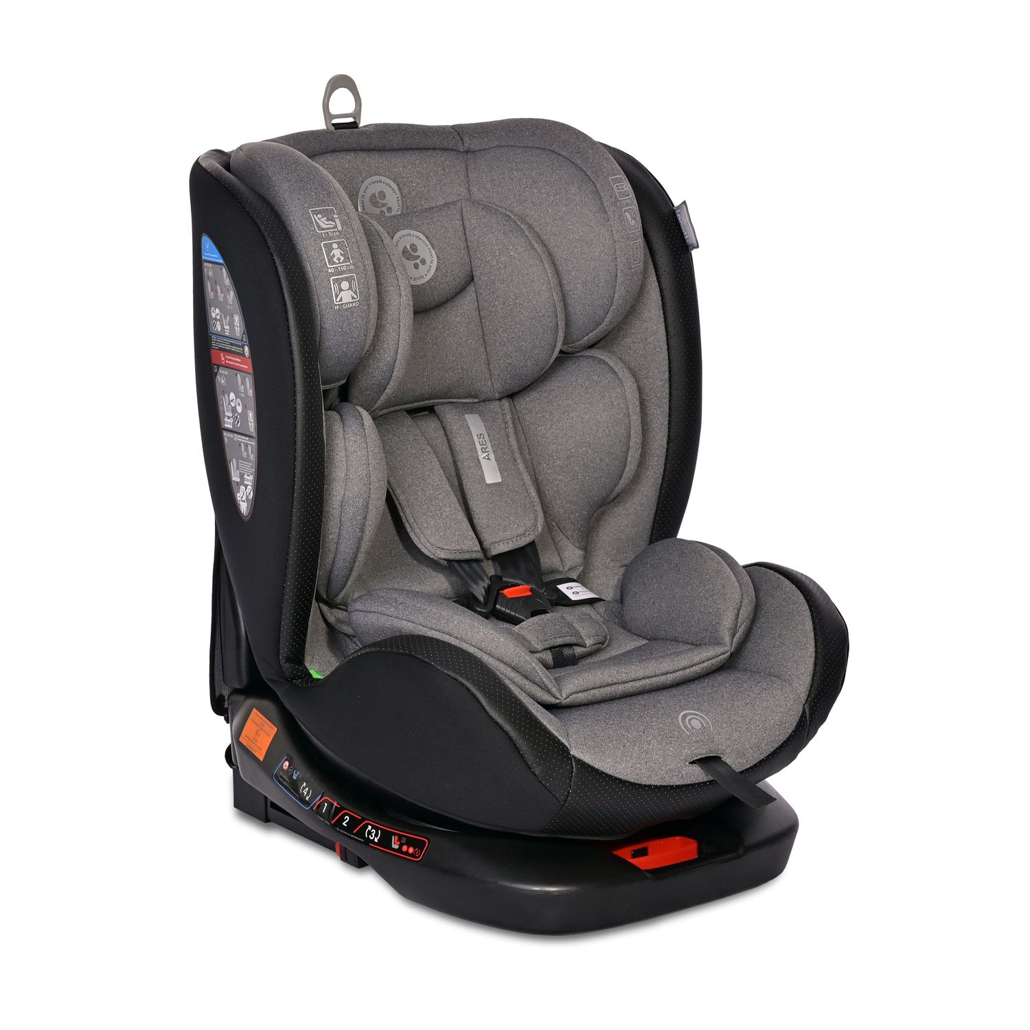 Lorelli Kindersitz Ares i-Size (40-150cm) Isofix, verstellbar, Sitz 360&deg; drehbar grau 