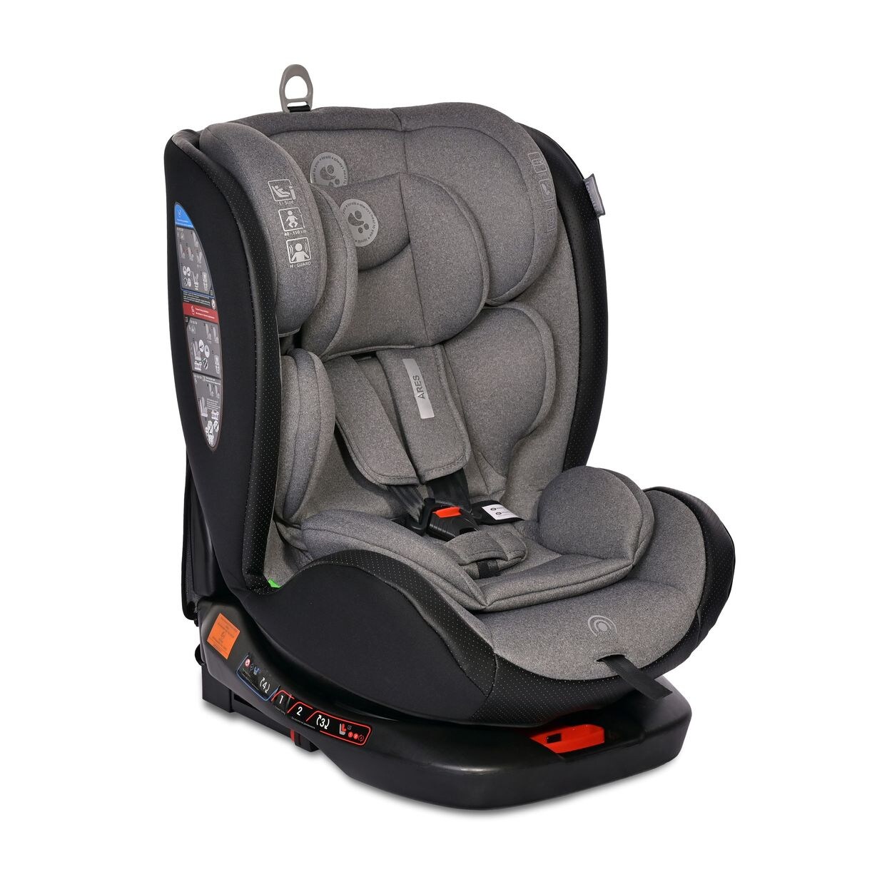 Kindersitz Ares i-Size (40-150cm) Isofix, verstellbar, Sitz 360° drehbar grau