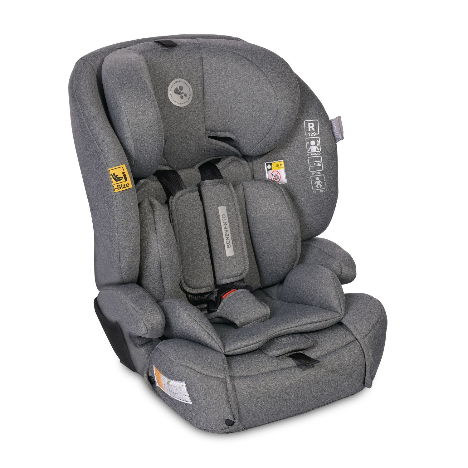 Lorelli Kindersitz i-Size Benevento (76-150 cm) Isofix, Kopfst&uuml;tze verstellbar grau 