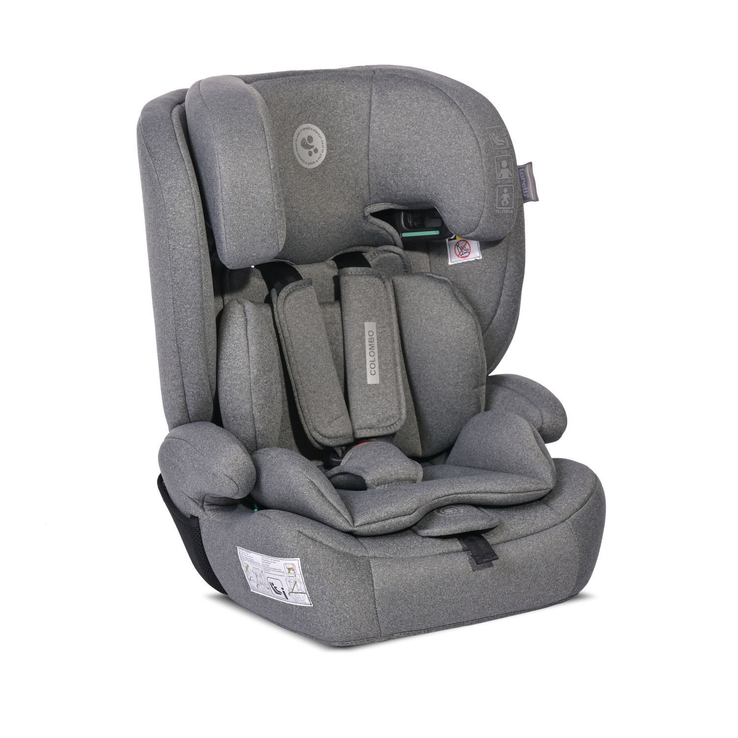 Lorelli Kindersitz Colombo i-Size (76-150 cm) Kopfst&uuml;tze verstellbar, SPS-System grau 