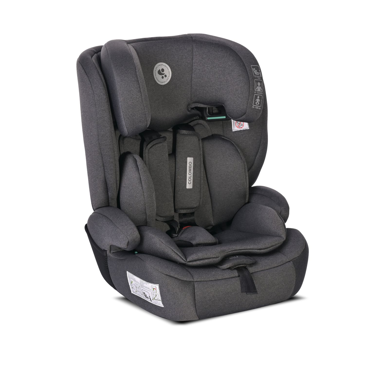 Lorelli Kindersitz Colombo i-Size (76-150 cm) Kopfst&uuml;tze verstellbar, SPS-System schwarz 