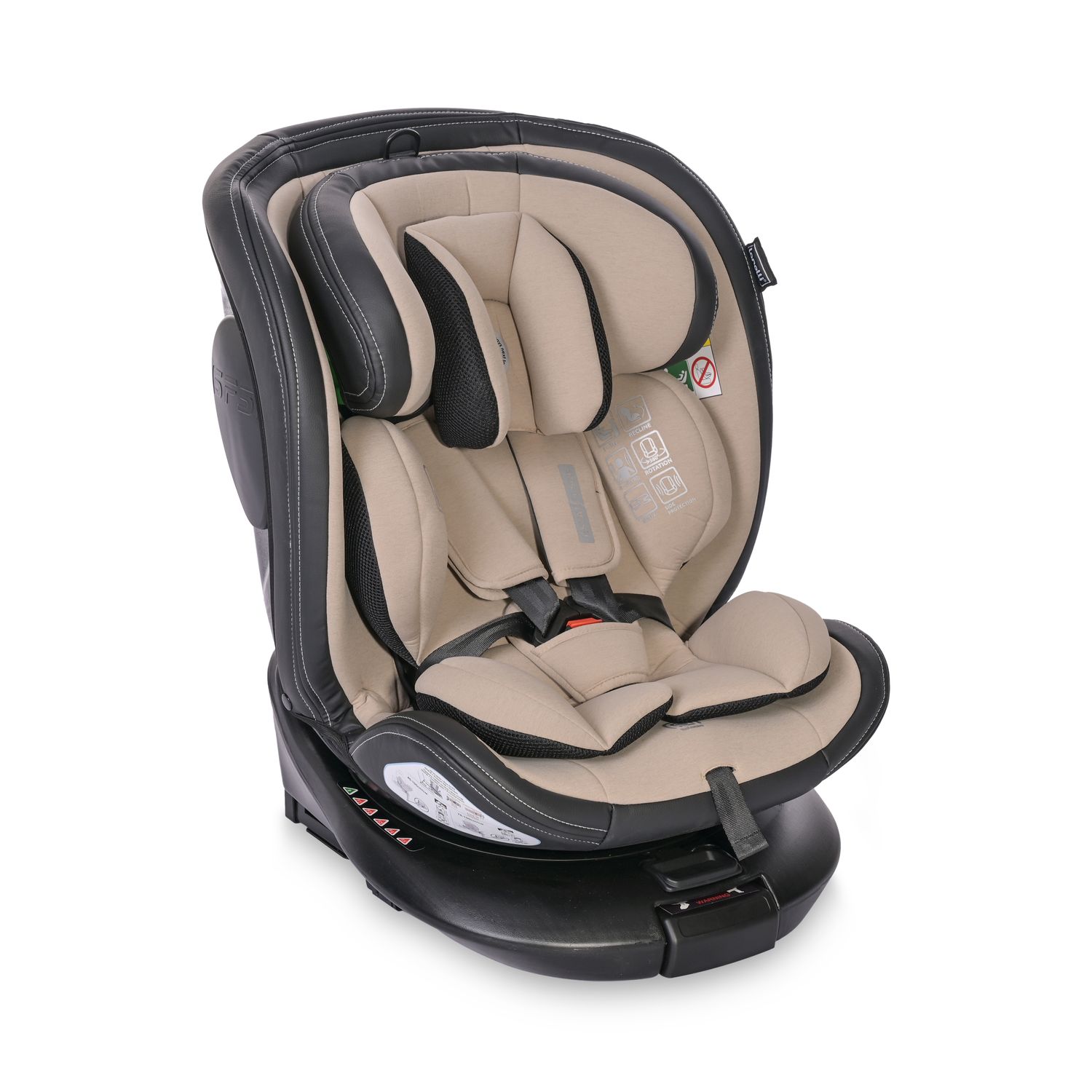 Lorelli Kindersitz Estate i-Size (40-150cm) Isofix, St&uuml;tzbein, Sitz 360&deg; drehbar beige 
