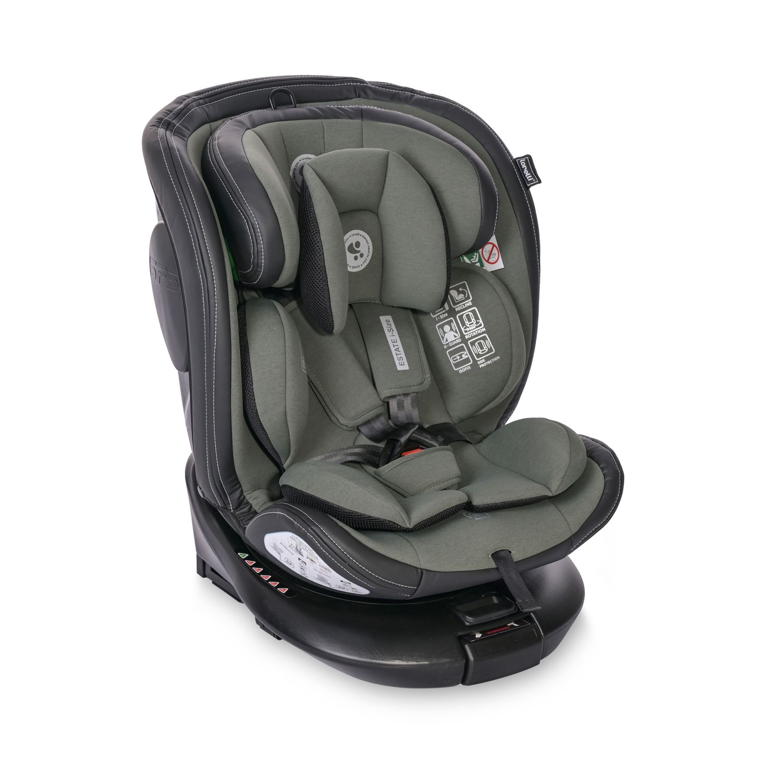 Lorelli Kindersitz Estate i-Size (40-150cm) Isofix, St&uuml;tzbein, Sitz 360&deg; drehbar gr&uuml;n 