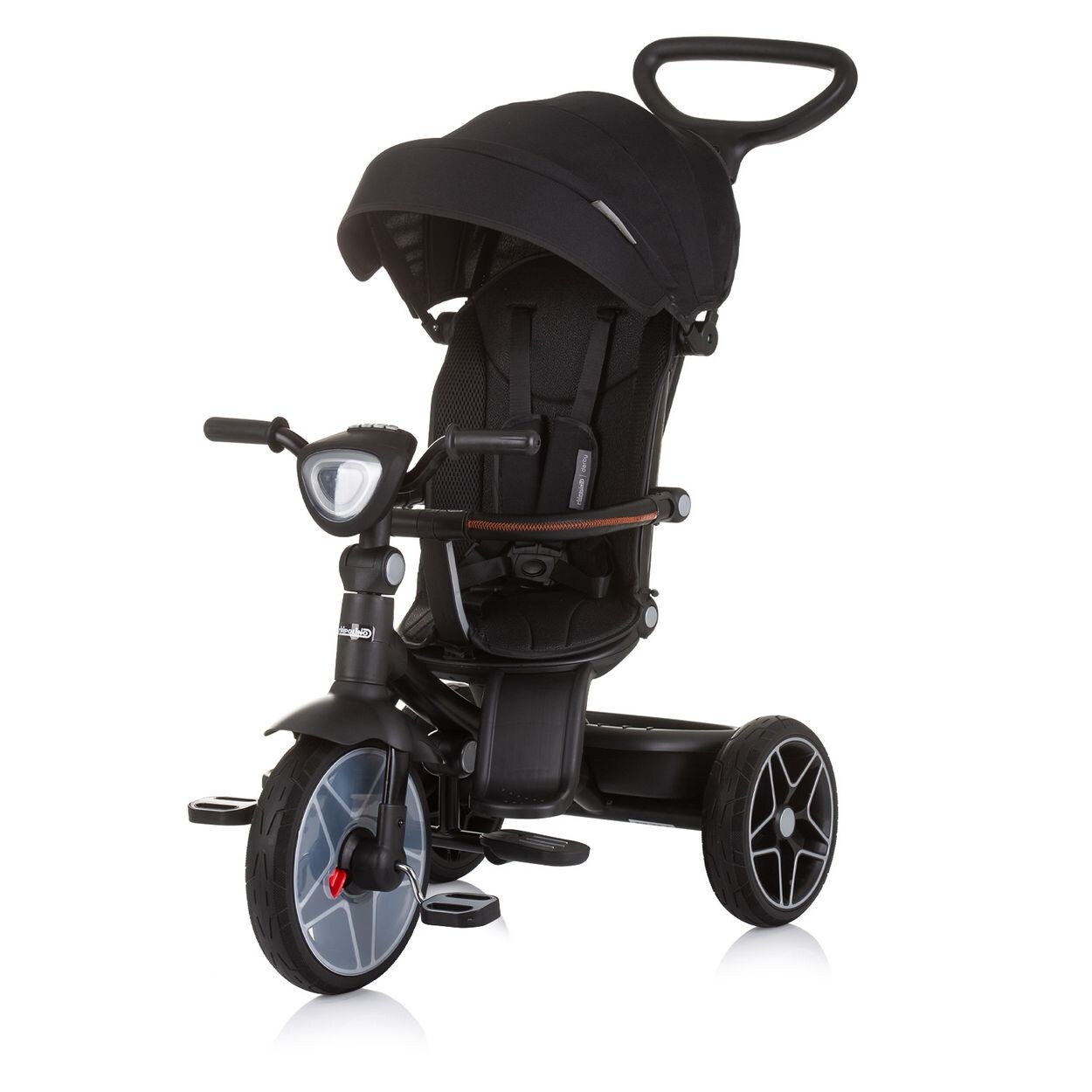 Chipolino Dreirad, Tricycle Derby 2 in 1 Musik, Licht, Korb, Schiebegriff, Gurt schwarz