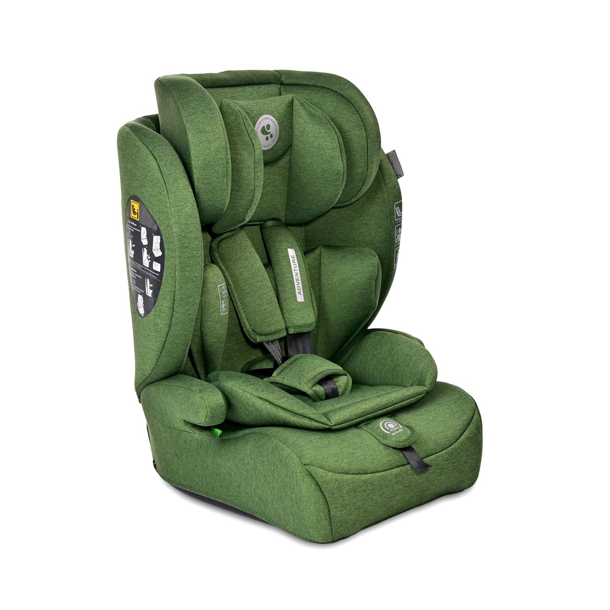 Lorelli Kindersitz i-Size Adventure (76-150 cm) Kopfst&uuml;tze verstellbar bis 36 kg gr&uuml;n 