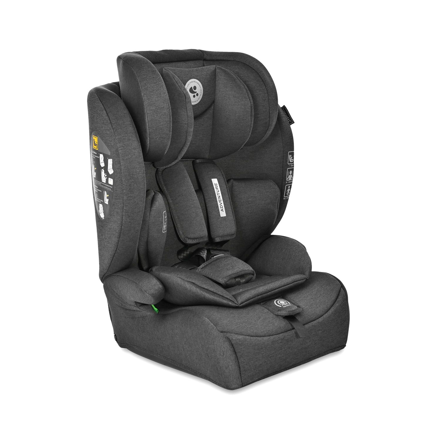 Lorelli Kindersitz i-Size Adventure (76-150 cm) Kopfst&uuml;tze verstellbar bis 36 kg schwarz 