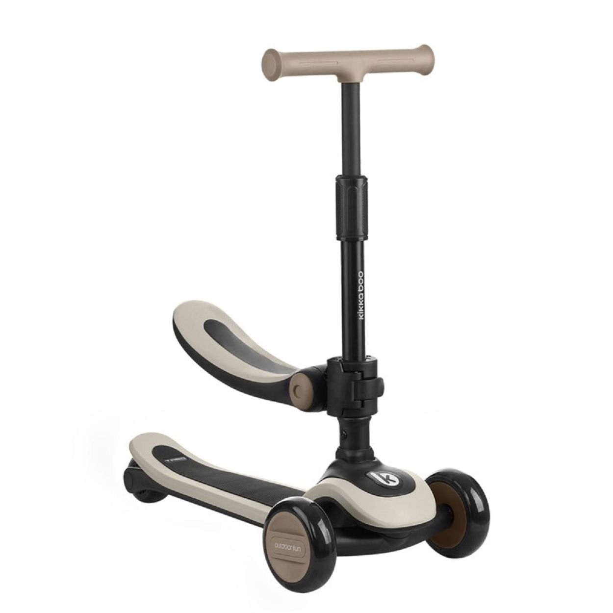 Kikkaboo Kinderroller 2 in 1 Treo Laufrad, Sitz, faltbar, Lenkerh&ouml;he verstellbar beige - Bild 1