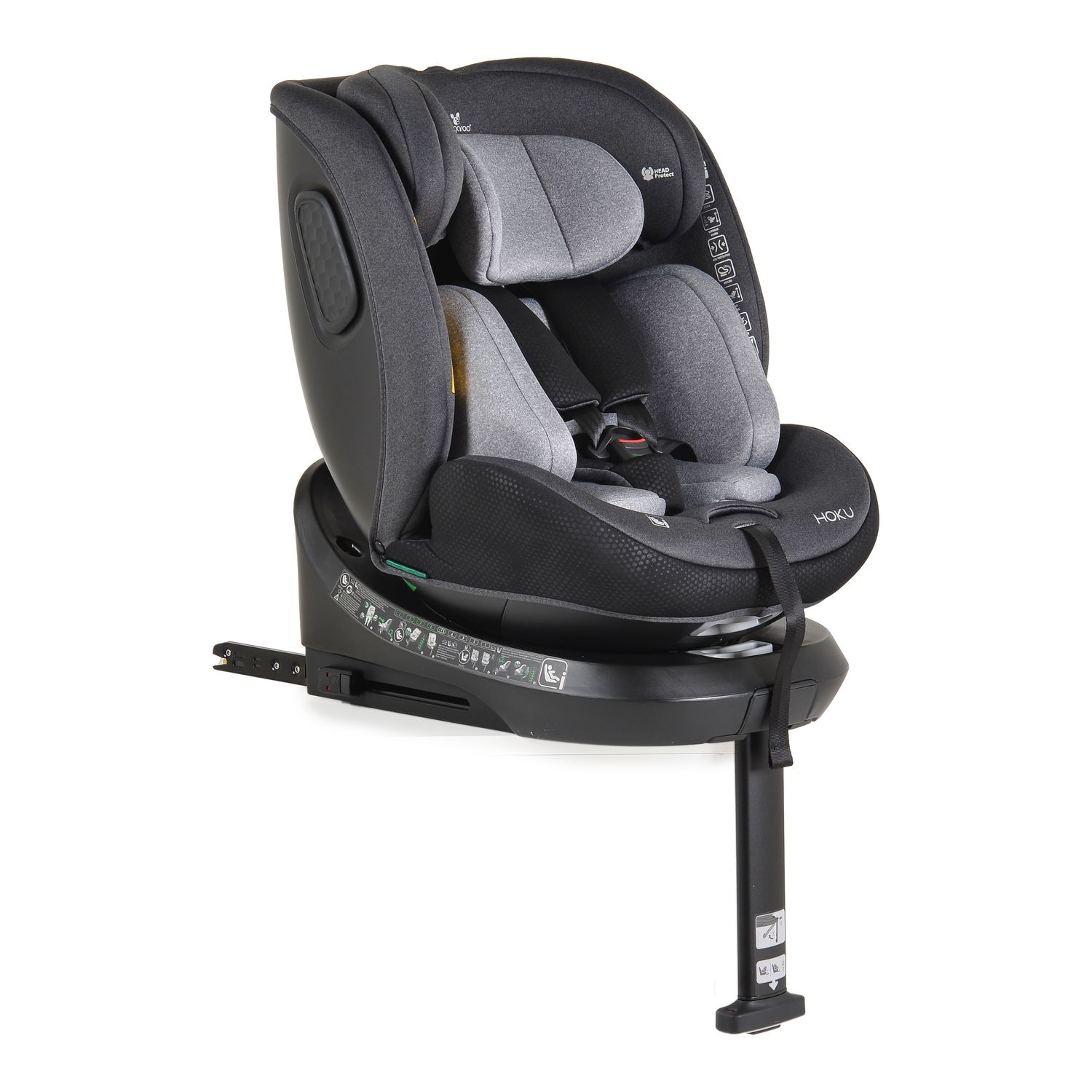 Cangaroo Kindersitz Hoku i-Size (40-150cm) Gruppe 0+/1/2/3, Isofix, St&uuml;tzfu&szlig; grau 