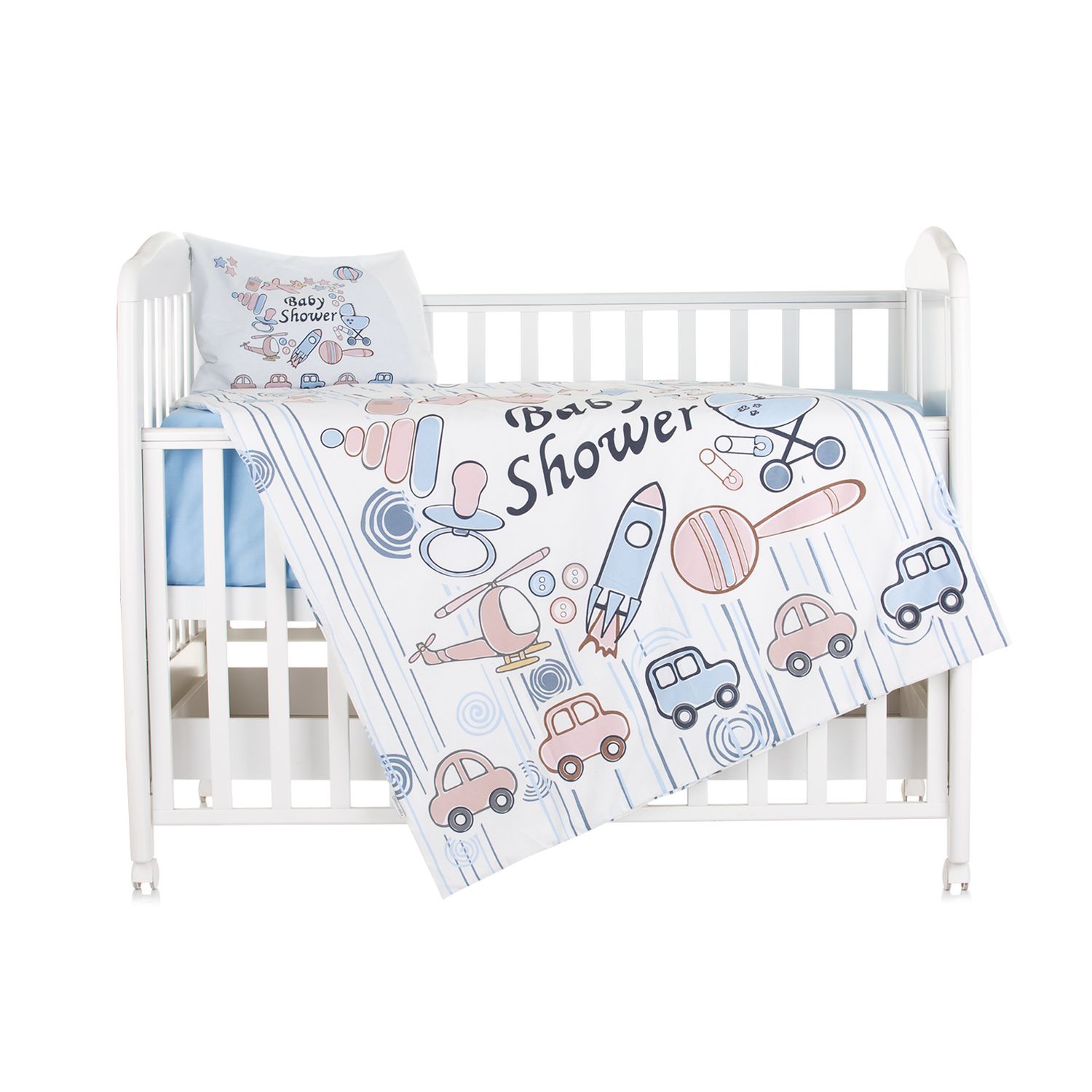 Chipolino Babybettw&auml;sche 3-teilig, Decke 130 x 100 cm, Kissen 45 x 35 cm, Laken hellblau 