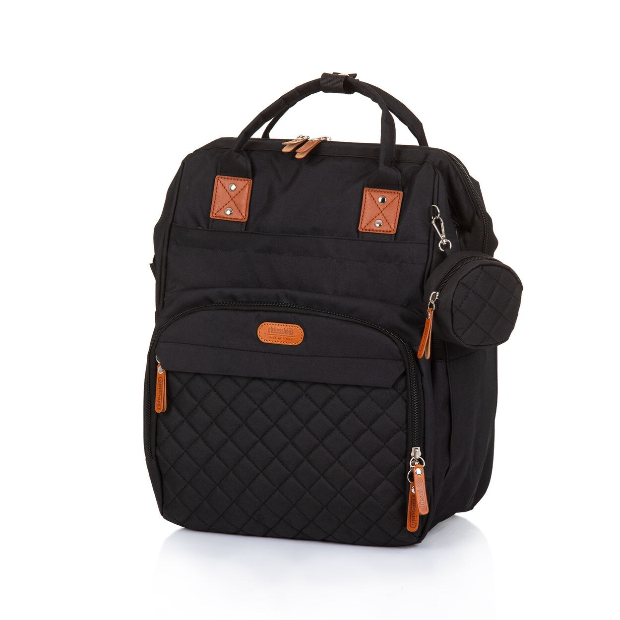 Wickeltasche, Kinderwagen Rucksack Reißverschluss Schnullertasche schwarz
