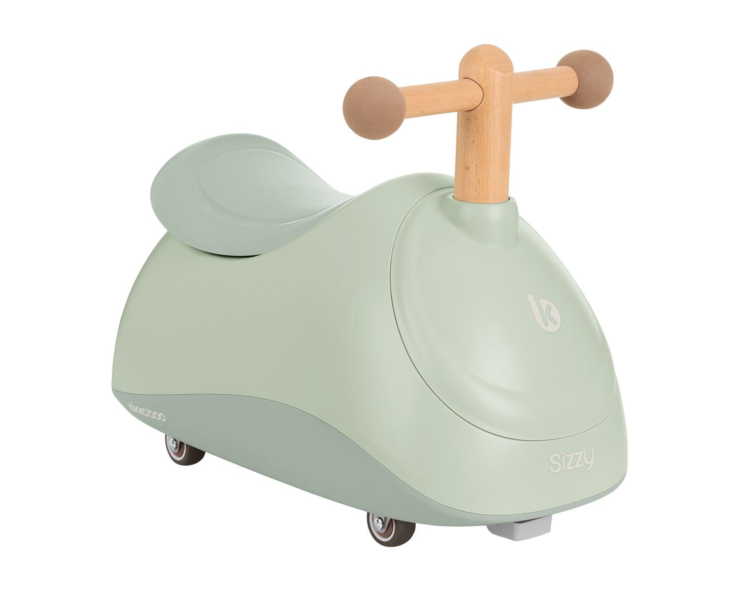Kikkaboo Rutschfahrzeug Sizzy 4 R&auml;der Griff aus Buchenholz ab 1 Jahr Kunststoff gr&uuml;n 