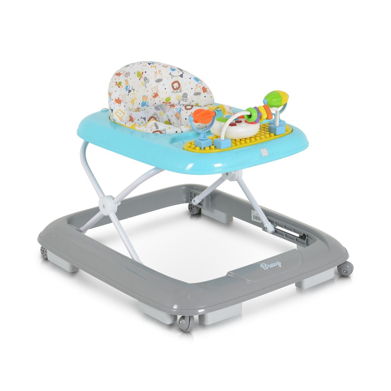 Lauflernhilfe Bravy mit Spielcenter, klappbar, Spielbrett, Musik, Stopper blau