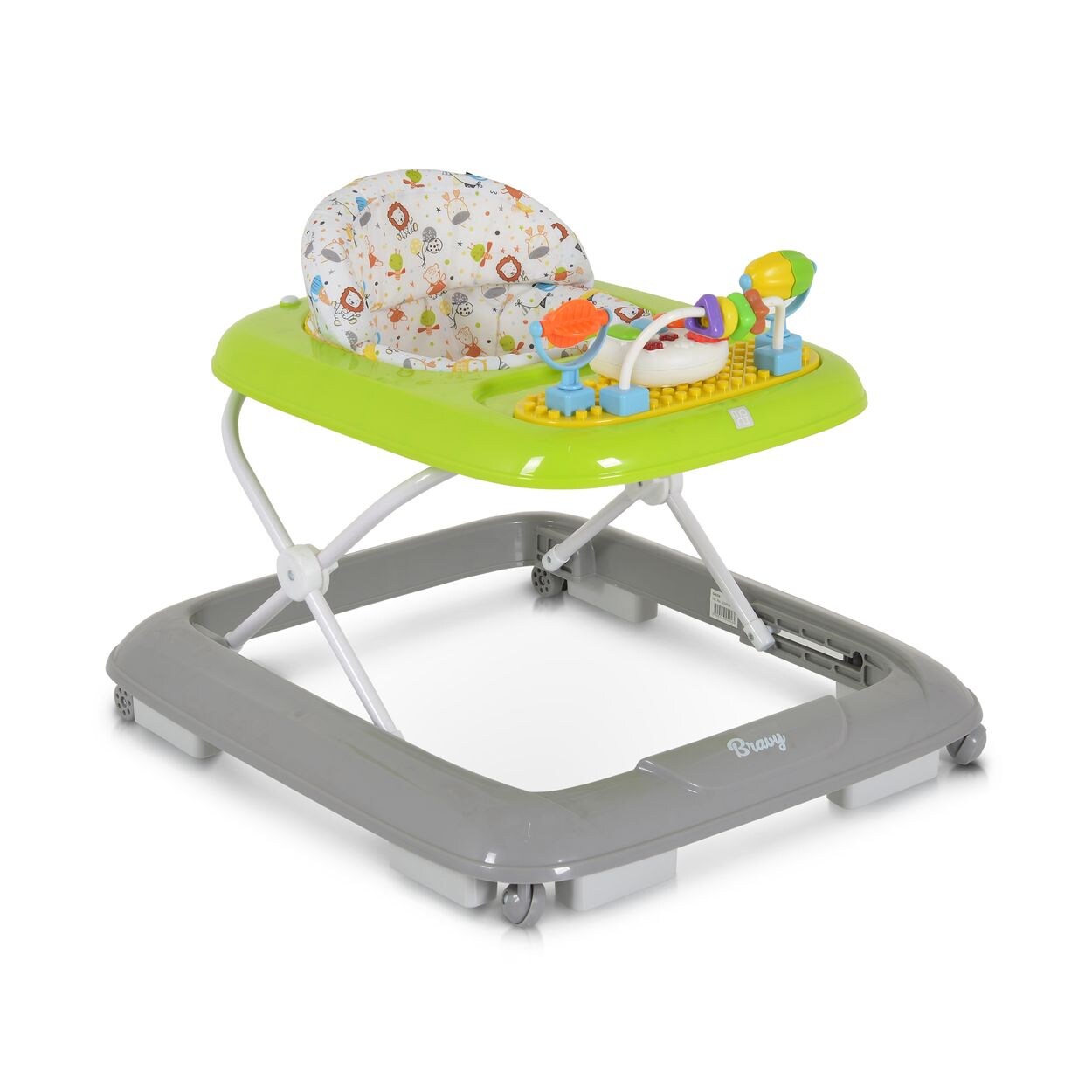 Lauflernhilfe Bravy mit Spielcenter, klappbar, Spielbrett, Musik, Stopper grün