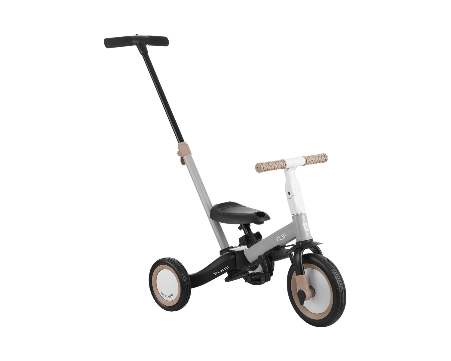Kikkaboo Dreirad Flip 5 in 1 Stahlrahmen rutschfeste Griffe einstellbar umbaubar grau 