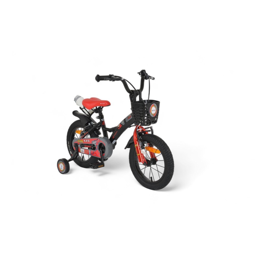 Byox Kinderfahrrad Robo 14 Zoll, St&uuml;tzr&auml;der, Frontkorb, Getr&auml;nkehalter, Klingel schwarz 