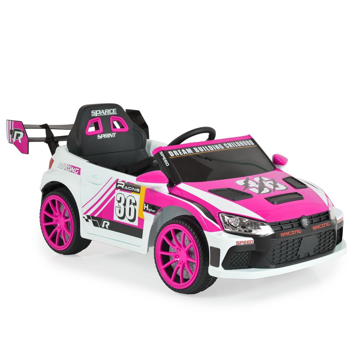 Kinder Elektroauto Drift Fernbedienung 4 Motoren, Drift-Funktion, MP3, Gurt pink