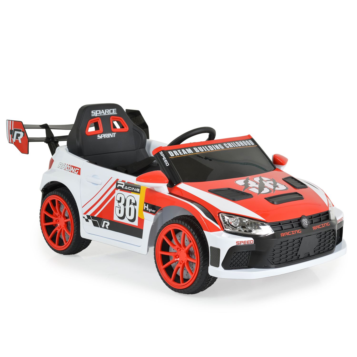 Moni Kinder Elektroauto Drift Fernbedienung 4 Motoren, Drift-Funktion, MP3, Gurt rot 
