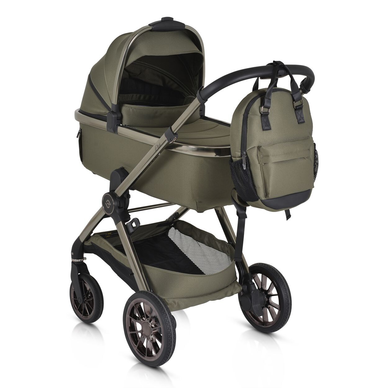 Kinderwagen 2 in1 iClick klappbar, Wickeltasche, Sportsitz, Babywanne grün