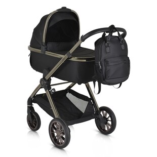 Cangaroo Kinderwagen 2 in1 iClick klappbar, Wickeltasche, Sportsitz, Babywanne schwarz 