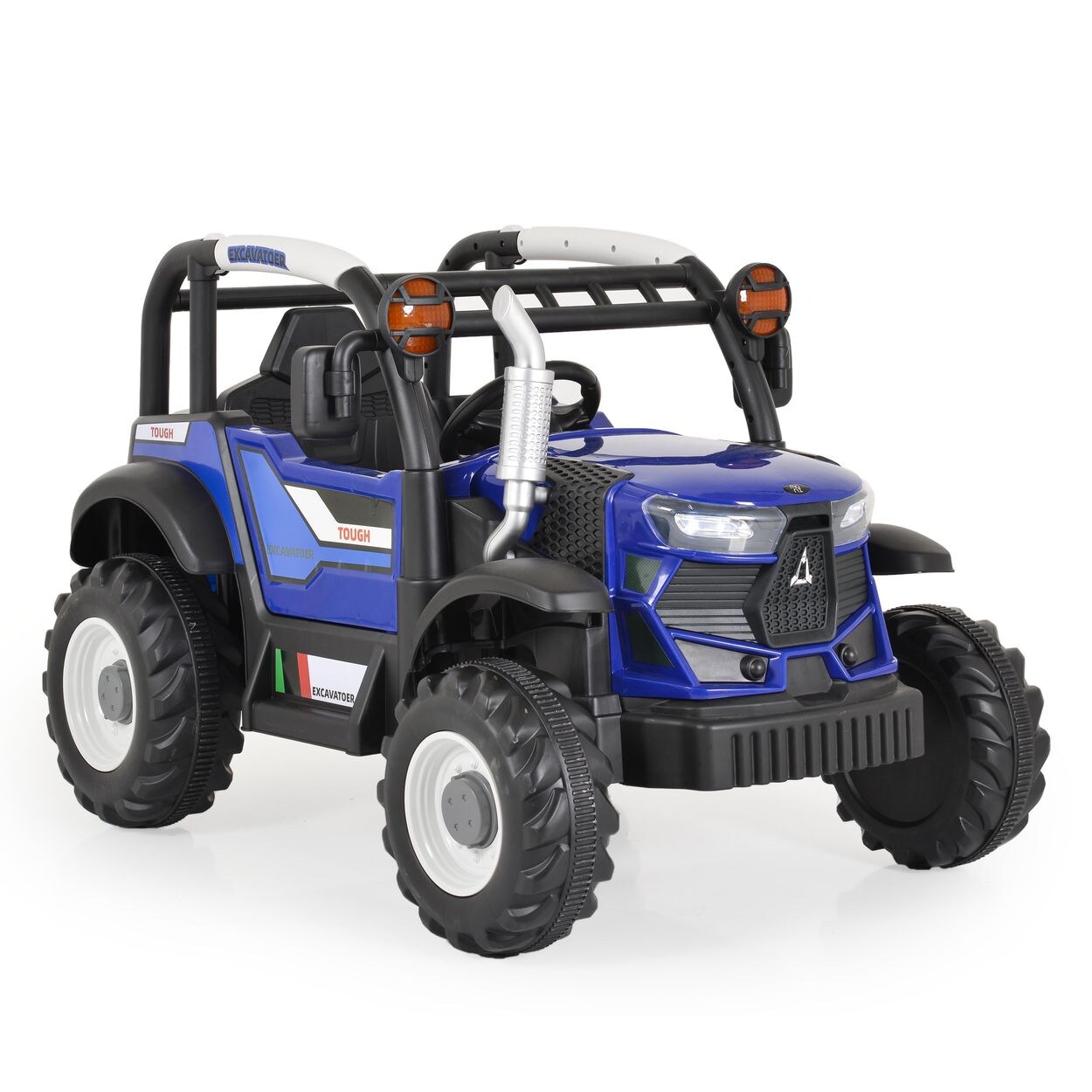 Kinder-Elektro Traktor Harvest Fernbedienung, Hupe, Lichter, Musik, MP3 blau