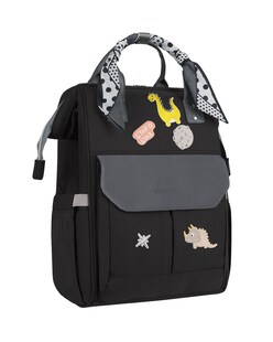 Kikkaboo Wickeltasche Myla Rucksack Träger einstellbar abnehmbare Abzeichen Dino schwarz 
