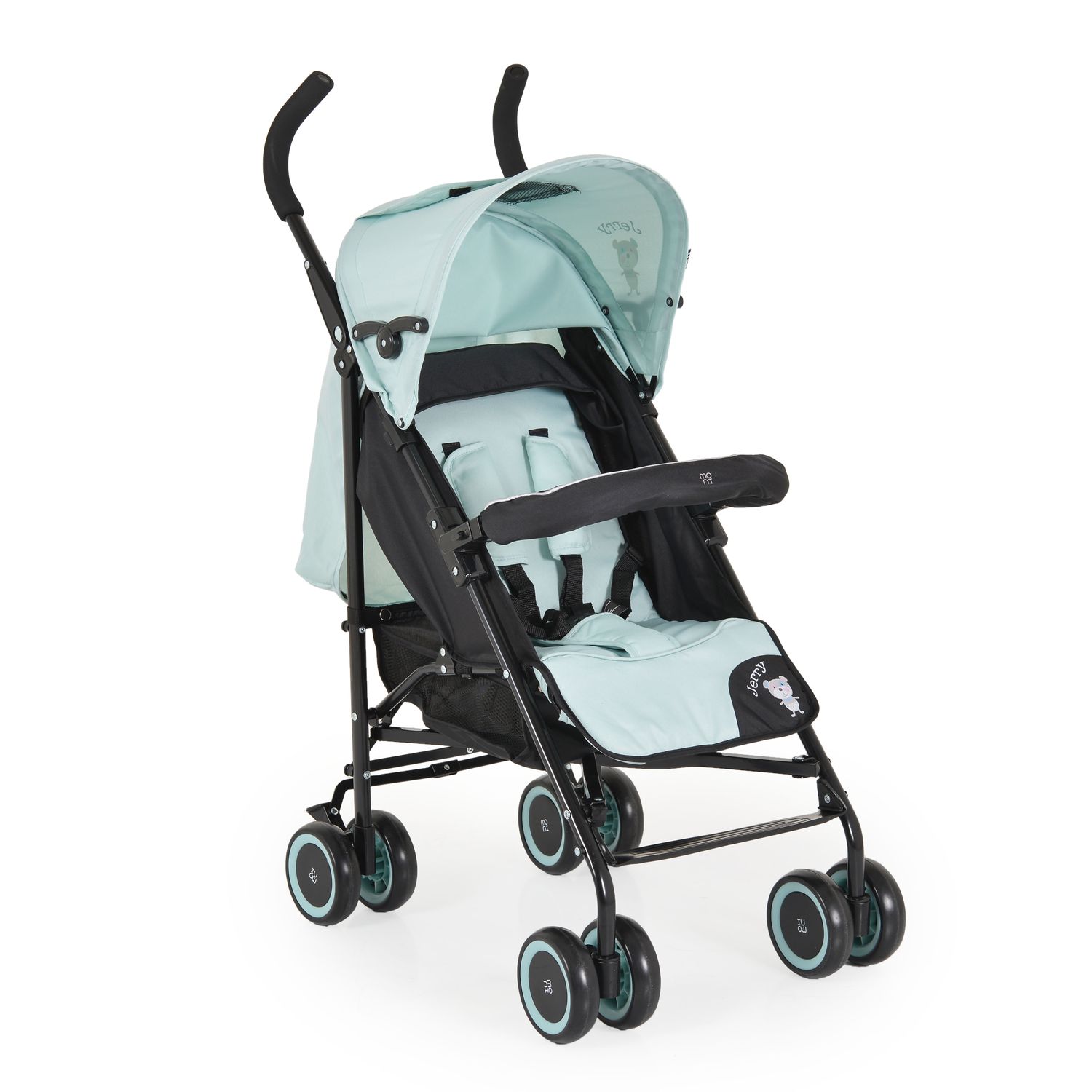 Moni Kinderwagen, Buggy Jerry, Sonnendach, schwenkbare Vorderr&auml;der, EVA-R&auml;der blau schwarz 