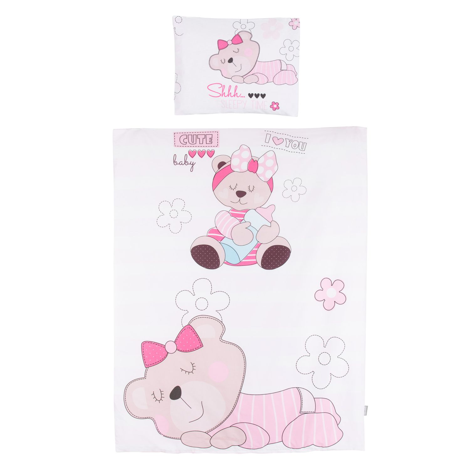 Chipolino 5-teiliges Bettw&auml;sche Set, Decke 95 x 125 cm Kissen 35 x 45 cm rosa Daisy 