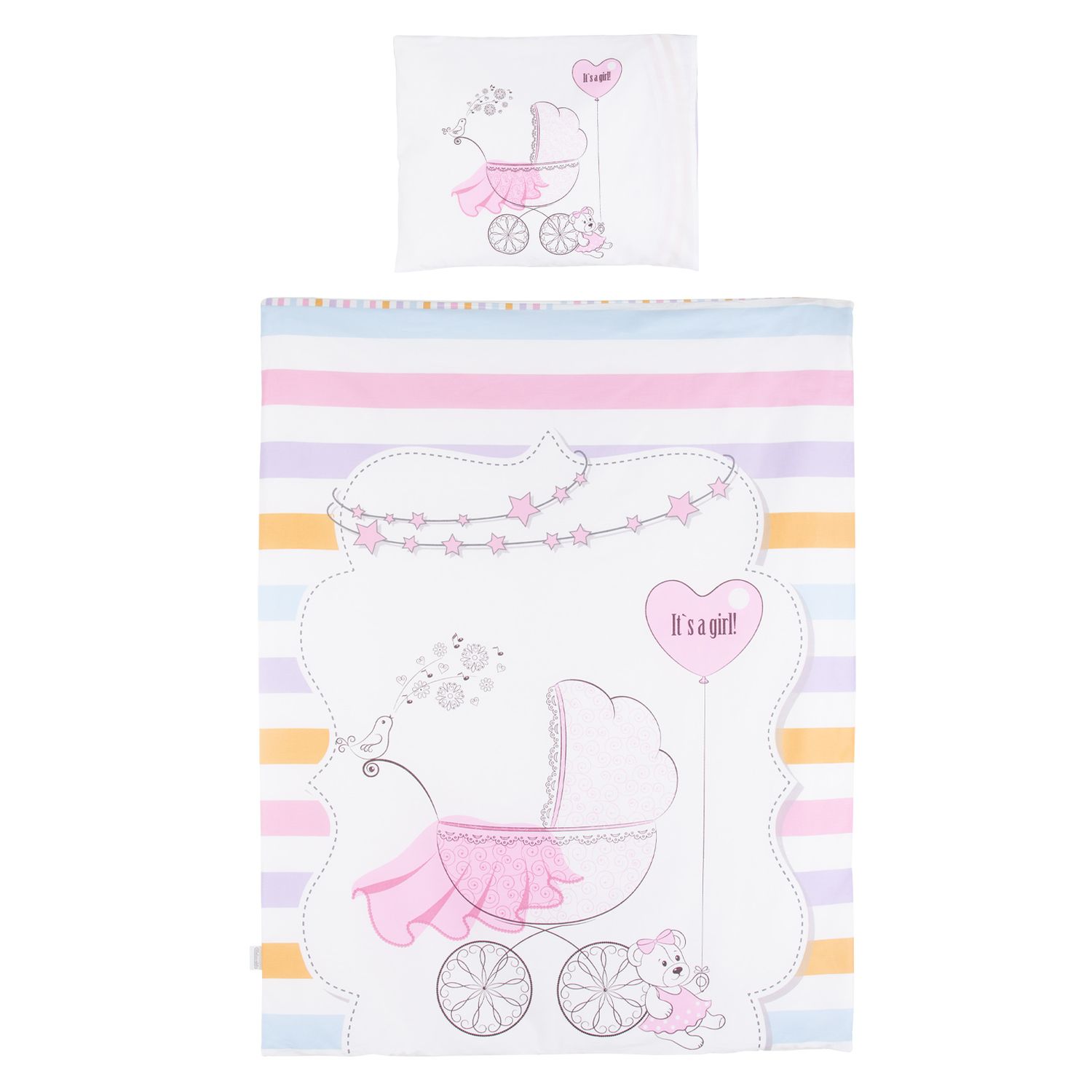 Chipolino 5-teiliges Bettw&auml;sche Set, Decke 95 x 125 cm Kissen 35 x 45 cm rosa Sterne 