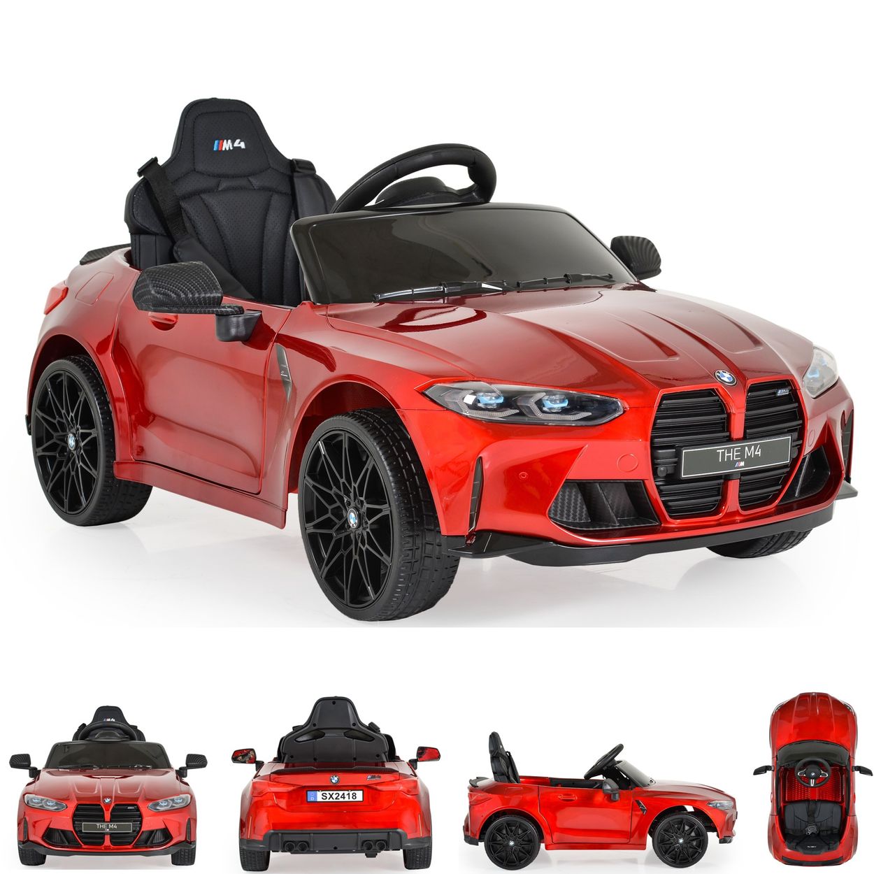 Moni Kinder Elektroauto BMW M4 Fernbedienung EVA-Reifen 2 Motoren Musikfunktion rot 