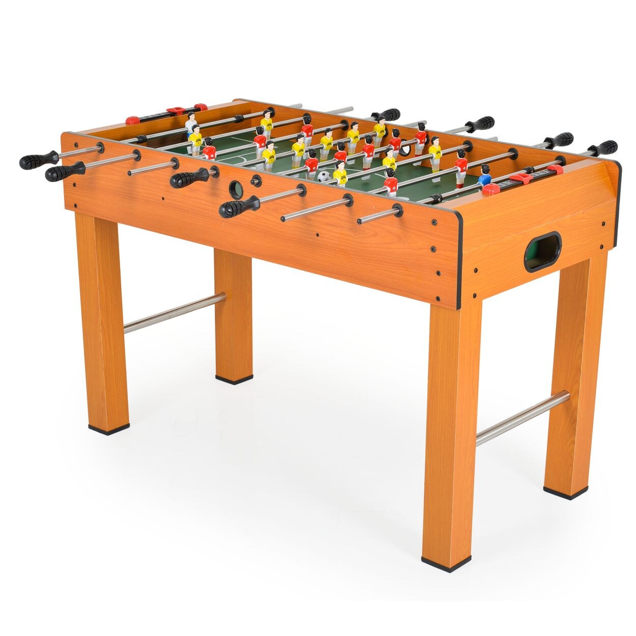 Tischfußball 1019A Holz, Handschiebezähler, Kickertisch, 22 Figuren, Soccer braun