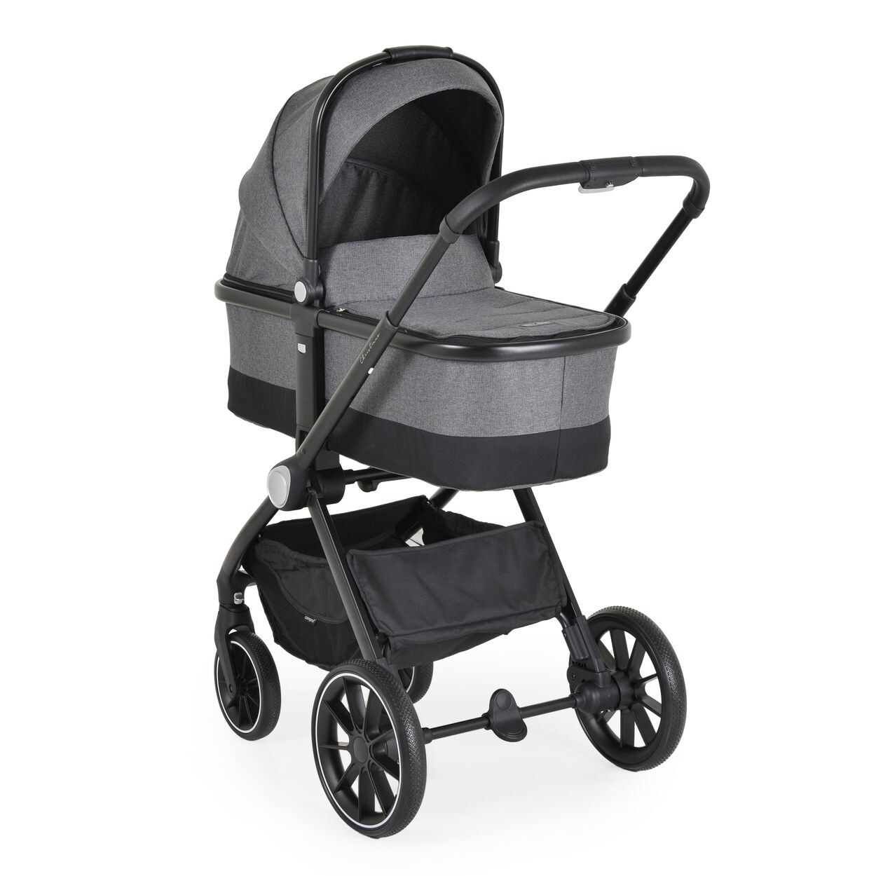 Kombikinderwagen 3 in 1 Christiano Babywanne Babyschale klappbar Tasche grau