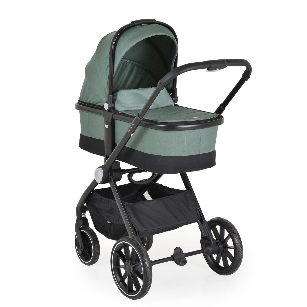 Kombikinderwagen 3 in 1 Christiano Babywanne Babyschale klappbar Tasche grün