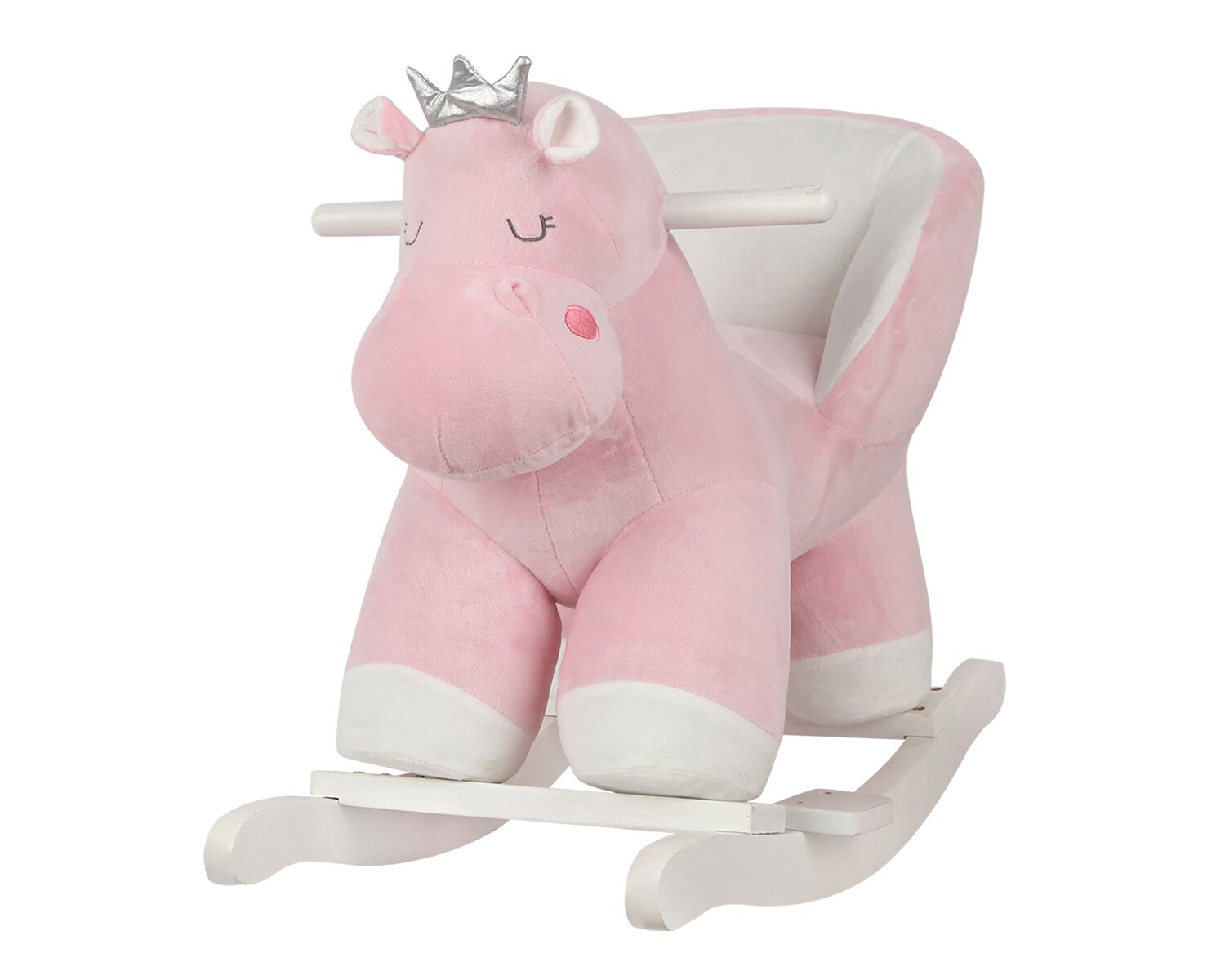 Kikkaboo Schaukeltier Hippo mit Sitz, Holzgriffe, Pl&uuml;sch, Holzkufen, R&uuml;ckenlehne rosa 