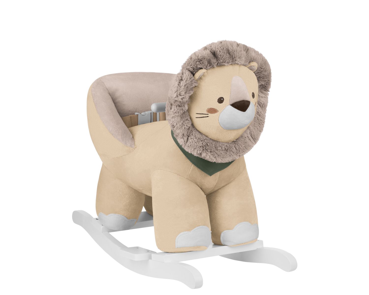 Kikkaboo Schaukeltier L&ouml;we mit Sitz, hohe R&uuml;ckenlehne Holzkufen Pl&uuml;sch Fu&szlig;st&uuml;tze beige 