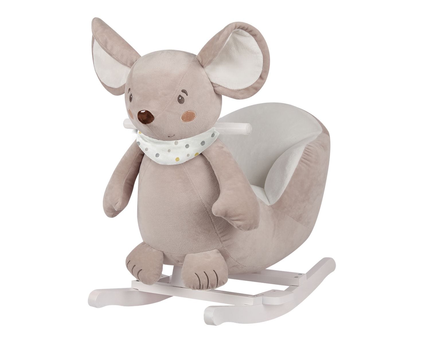 Kikka boo Schaukeltier Maus mit Sitz Holzgriffe Sicherheitsgurt hohe R&uuml;ckenlehne beige 